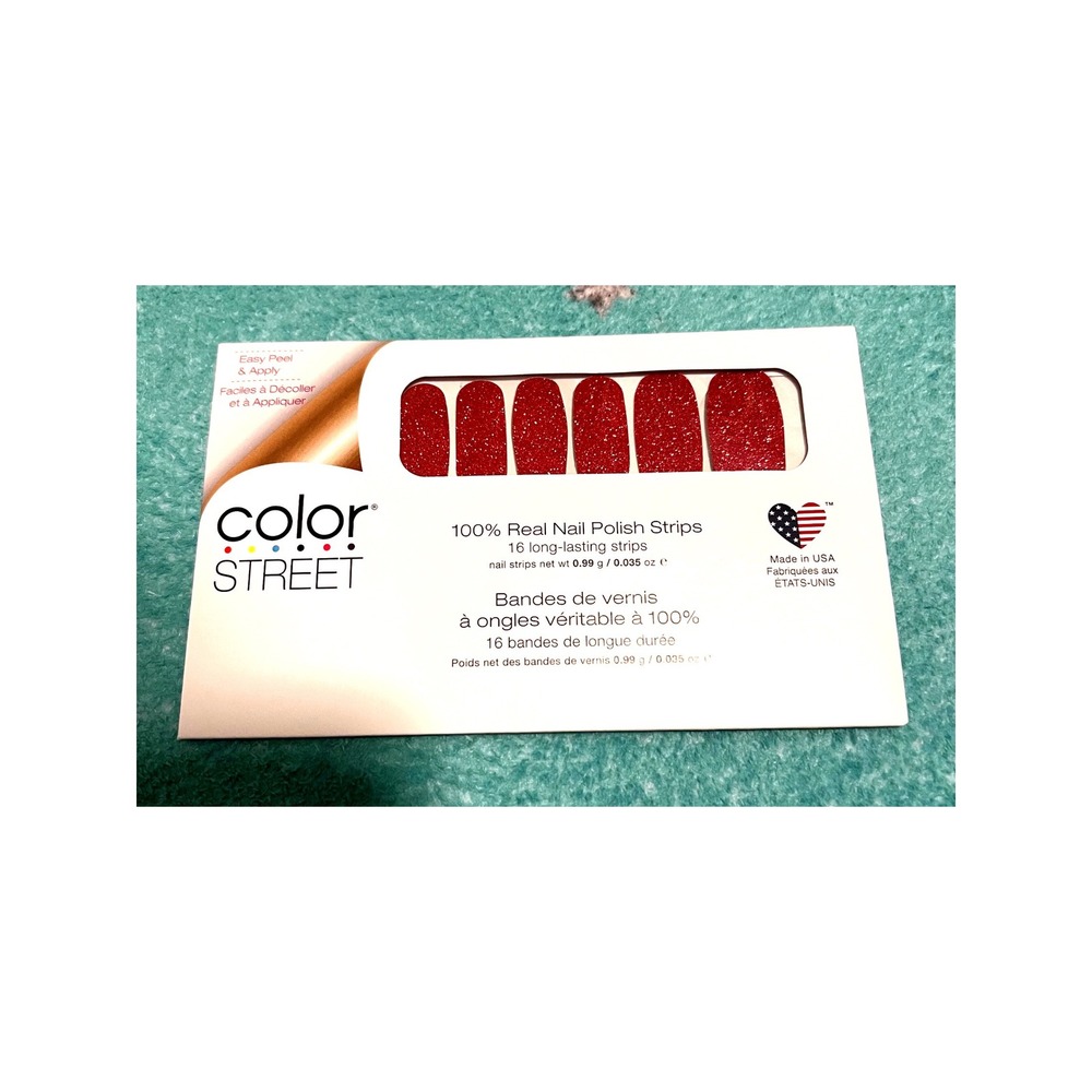 Color Street Cran-tastic FMG172 Real Nail Polish Strips Red Glitter 16 Count
